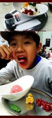 He simply loves his strawberry ice-cream!