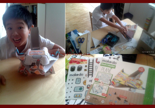 We used some parts from a Makedo set we had bought in Singapore.