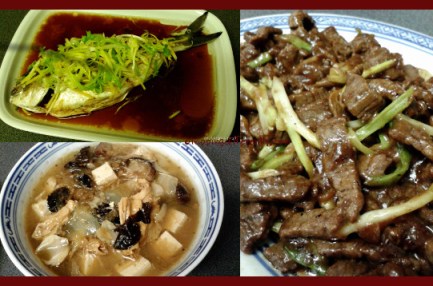 The dishes we had for Chinese New Year Dinner.
