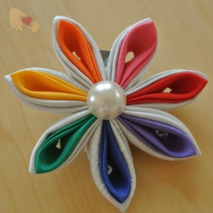 Rainbow Kanzashi Flower Hairclip - US$10.00 - comes as a single flower.