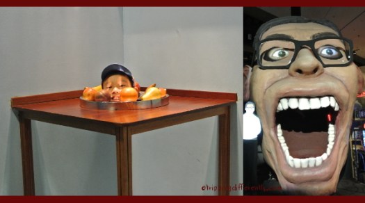 Having fun with optical illusions and that giant mouth we went through...